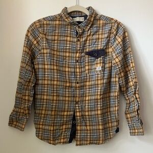 Zara Boy’s Plaid Button-Up Shirt - Yellow and Blue